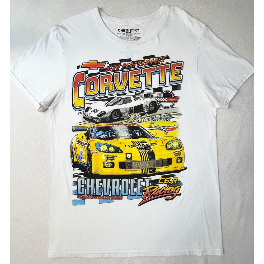 Corvette C6.R Racing Graphic T-Shirt Mens Medium White GM Licensed